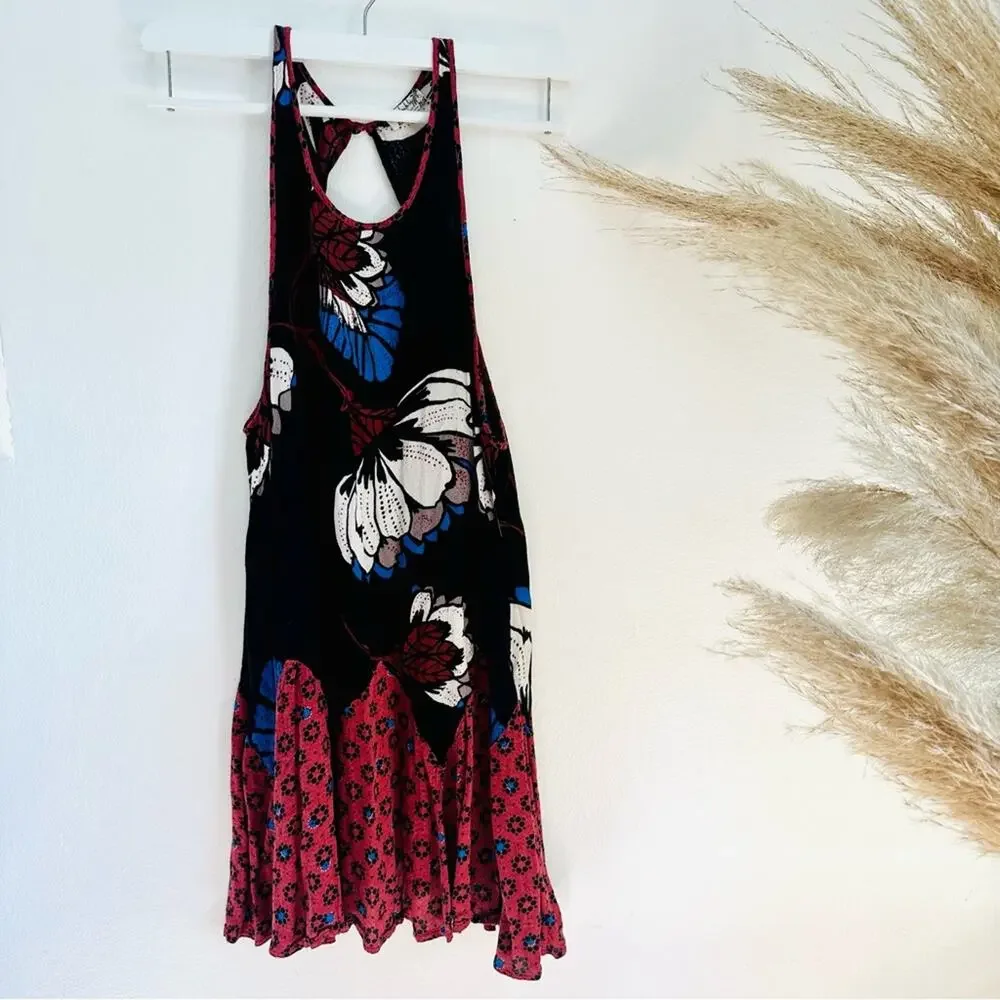 FP FREE PEOPLE INTIMATELY Black Red White Blue Tank Top Mini Slip Dress Tunic S